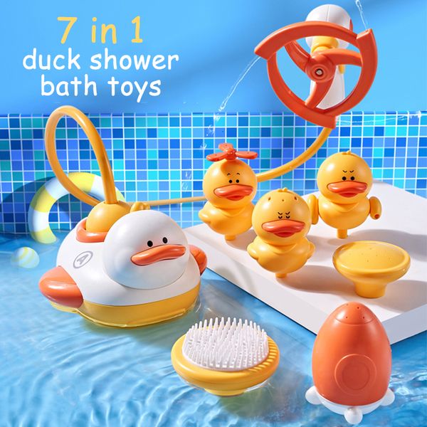 

bath toys 7in1 baby bath toys for kids spray water bath toys electric duck baby shower water toys ball bathroom baby toy bathtub toys gift 2