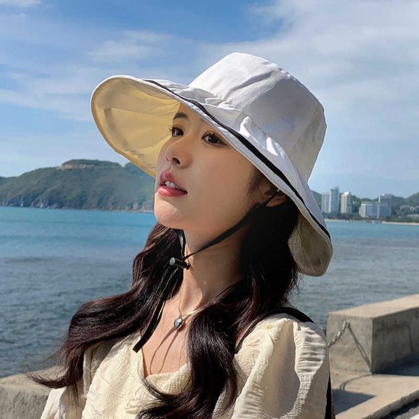 

wide brim hats sunscreen cap women's large brim thin sunshade cap fisherman's cap summer outdoor mask sunscreen cap breathable str, Blue;gray