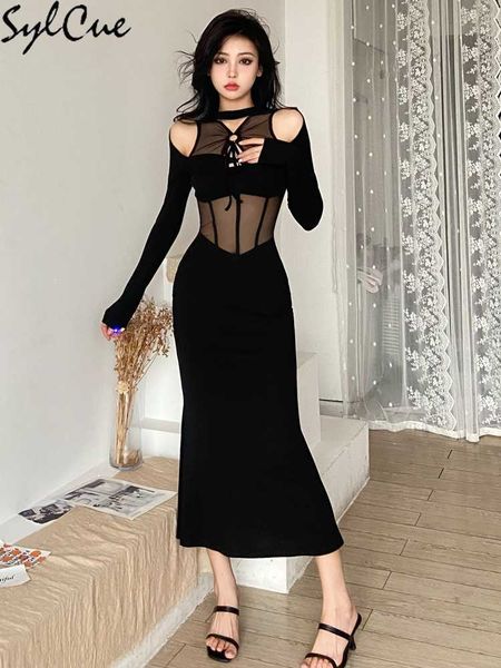 

party dresses mature charm black mysterious evening party intellectual elegant beautiful generous women's long dress 230322, White;black