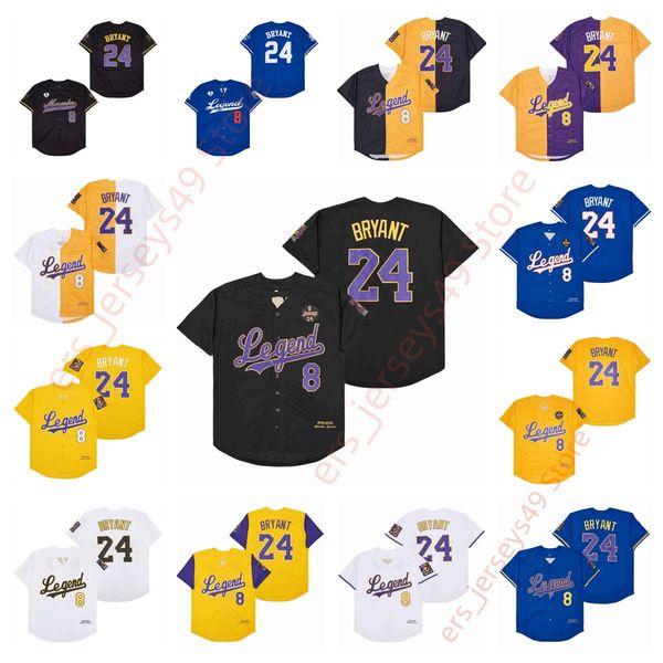 

1978-2020 mamba forever jersey legends #8 #24 bryant men's baseball stitched white black yellow cool base jerseys, Blue;black