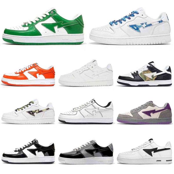 

with box 2023 a mens running shoes lows bapestas baped sk8 sta designer bap ed camo black white green red orange camouflage men women traine