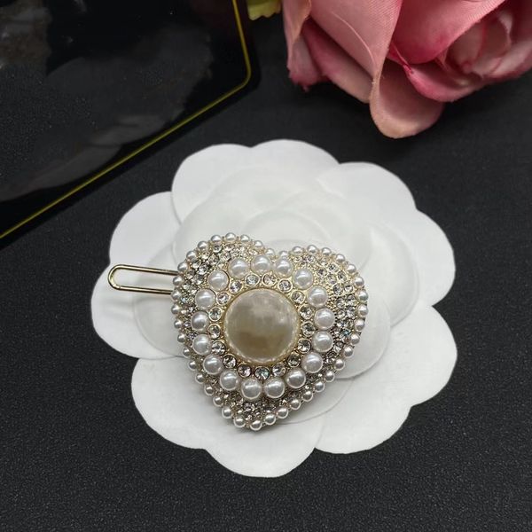 

hair slide clips heart pearl diamond fashion hair clip, Golden;silver