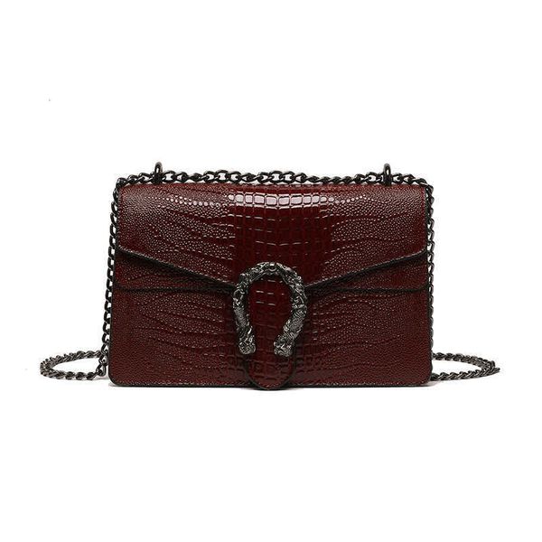

purses women's crocodile pattern bag new embossed chain messenger simple fashion one shoulder crossbody underarm handbag