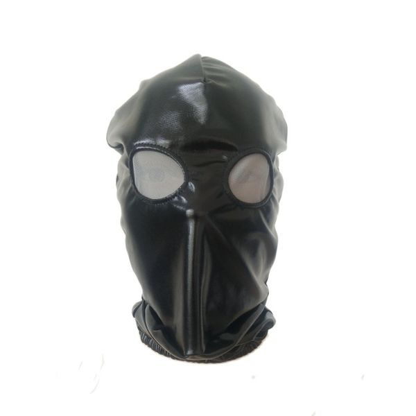 

costume accessories cosplay black shiny metallic hood open grey mesh eyes costumes party accessories halloween masks, Silver