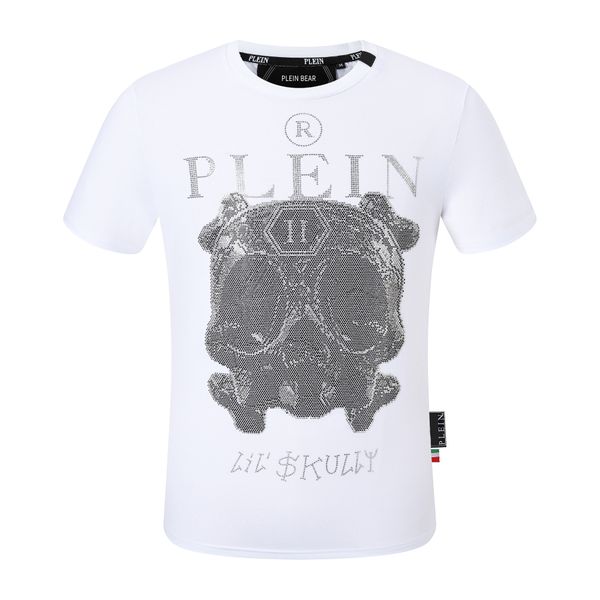 

plein bear t shirt mens designer tshirts brand clothing rhinestone pp skull men t-shirt round neck ss monsters plein with crystals hip hop t, White;black