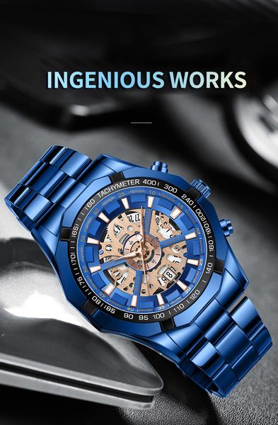 

5 pcs new watch men's waterproof glow leisure business hollow out wristwatch, Slivery;brown