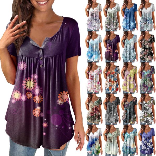 

2023 summer t-shirt loose t-shirt women's dress printed 3d t-shirt, White