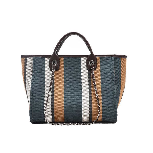 

purses bag new single shoulder messenger large capacity striped chain lesson bucket bag women's hand