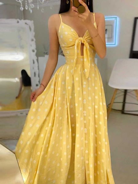 

party dresses summer women v-neck sling backless elegant hollow out bowknot long fashion femme dot maxi vestido y2303, White;black