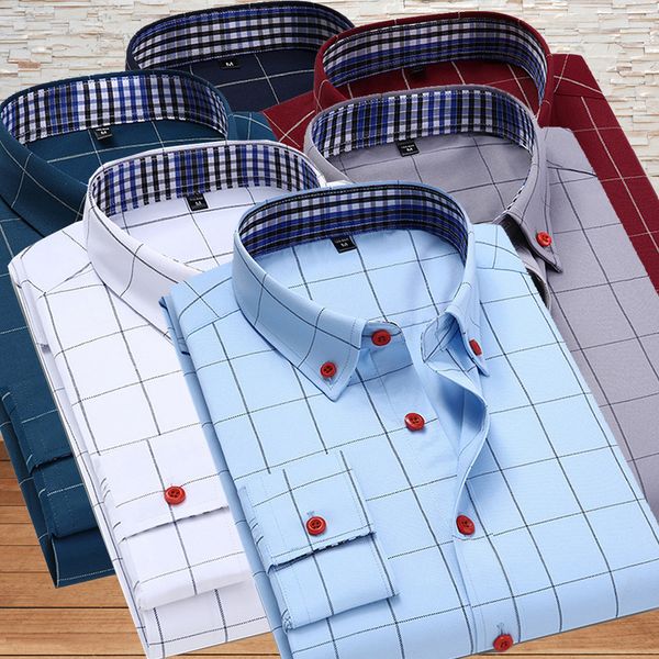 

men's casual shirts men's long sleeve dress shirts slim striped business shirts men's lapel button up shirts 230322, White;black