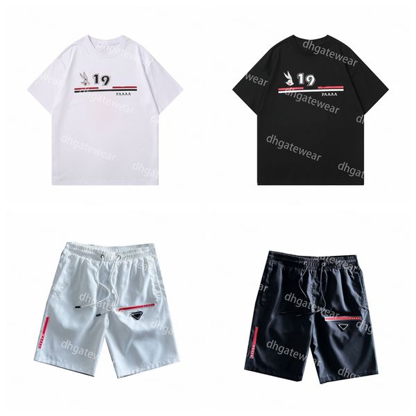 

designer man summer t shirt casual beach shorts fashion hip hop street fitness sport quick drying shorts t shirt, Black;green