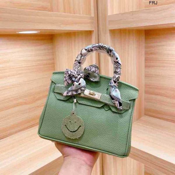

designer bags birkin handbags leisure green bag with cover vertical square soft handle solid color litchi lock small shoulder have logo frj