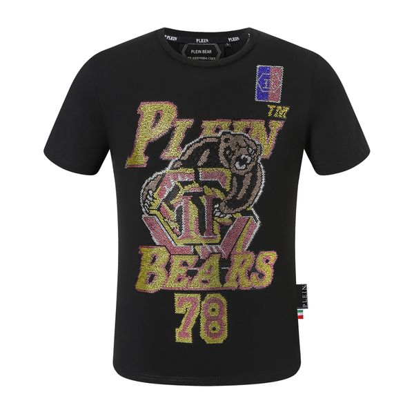 

plein bear t shirt mens designer tshirts brand clothing rhinestone pp skull men t-shirt round neck ss basketball and plein with crystals hip, White;black