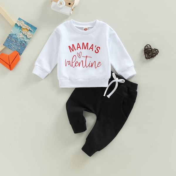 

clothing sets 1031 lioraitiin 03years toddler baby boy girl 2pcs spring autumn set valentines day long sleeve solid pants 230322, White