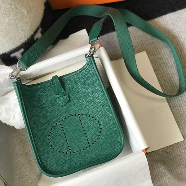 

designer bags herms evelyn new genuine leather evelyn mini crossbody bag layer togo calf leather lychee pattern bucket women's bag