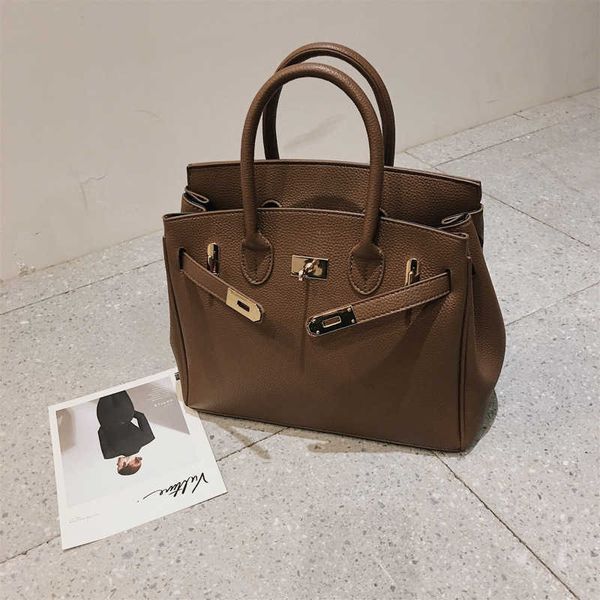

handbag birkins tote designer women purse bag large bag winter new women's fashion buckle shoulder w2wl