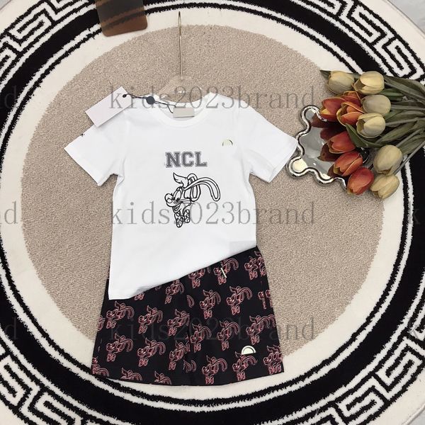 

summer high end kids white sports sets high end girls tracksuits sets designer printed cotton t-shirt quick-drying beach pants brand kids t-