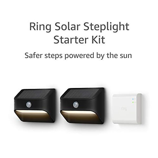 

ring solar steplight, outdoor motion-sensor security light, black 2-pack