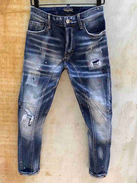 

brand d2 dsq dsquare ripped men's jeans skinny phantom turtle mens designer cool guy causal hole denim fit men washed pants 58583, Blue