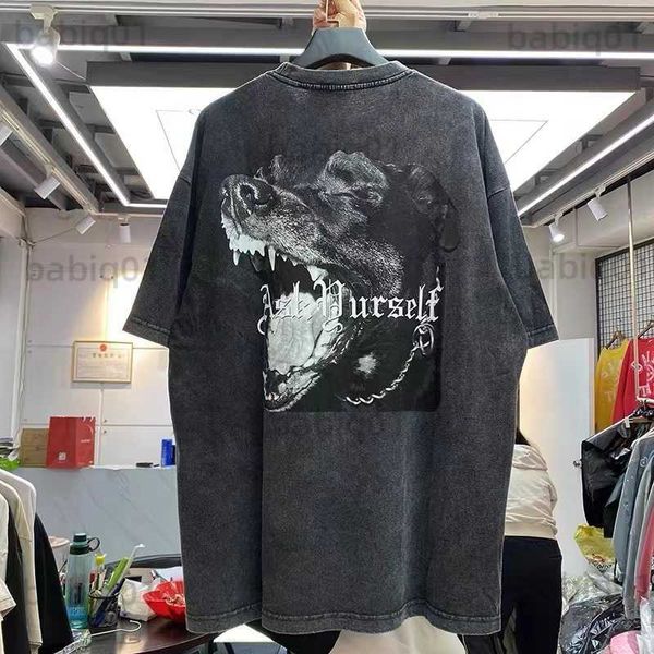 

men's t-shirts dog-head print fried color short-sleeved shirt t230321, White;black