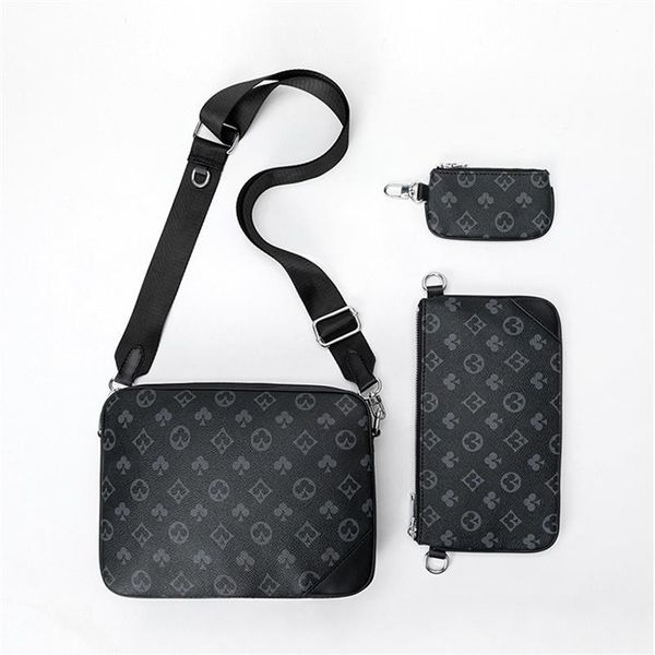 

luxurys men's bag checkerboard shoulder women messenger handbag three-in-one mahjong wallets combination three-piece small sq242o