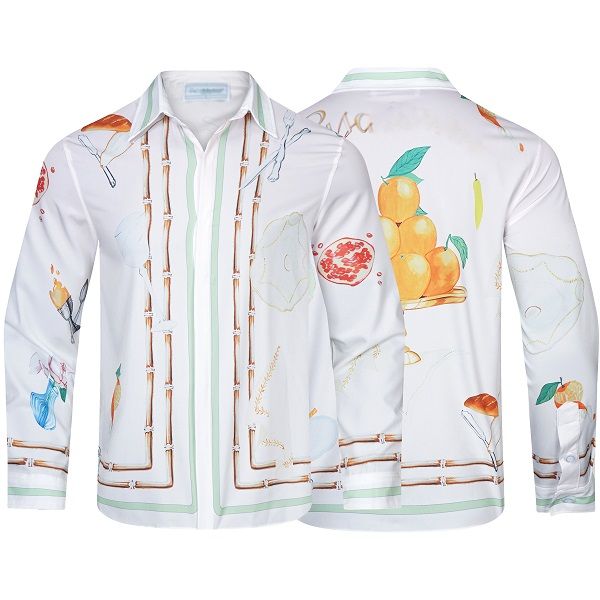 

long sleeve shirt casablanca new printed shirt high-quality designer silk shirt size  l xl 2xl 3xl, White;black