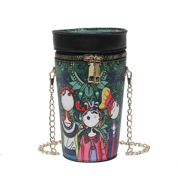 

wholesale printed fashion mini one shoulder crossbody bag cartoon bags womens 2023 new cylinder bag simple fashion chain bags, Red;black