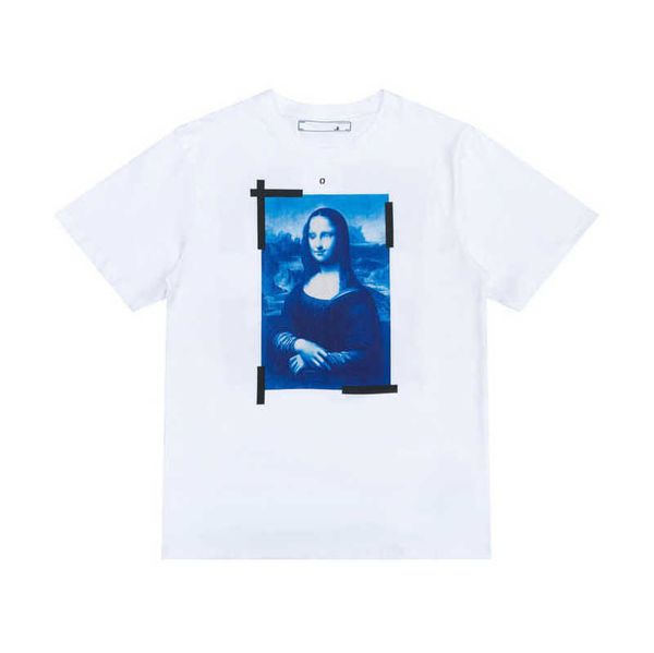 

brand offs luxury mens t shirt summer religious oil paint women t-shirts back arrow x tshirt hip hop loose tees t-shirt short sleeve couple, White;black