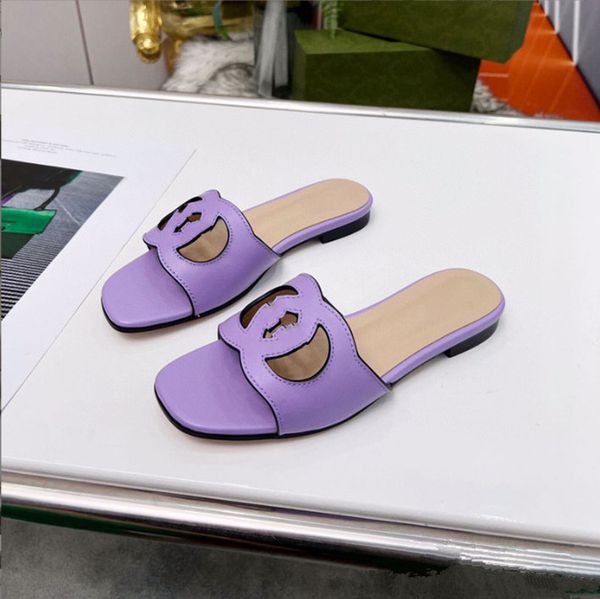 

2023 designer women interlocking cut-out sandals leather sandals snake pattern summer slide flats leather beach casual ladies slippers, Black