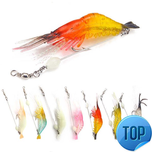 

1 pcs 8cm 5g quality luminous soft fishing lure fake shrimp floating shaped lure hook bait bionic artificial shrimp with hook