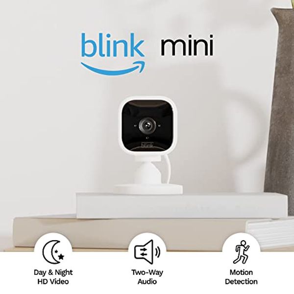 

compact indoor plug-in smart security camera, 1080p hd video, night vision, motion detection, two-way audio, easy set up, works with alexa 3