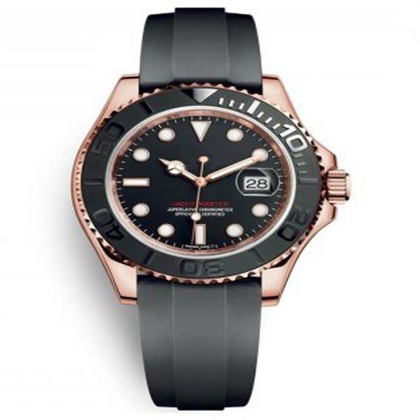 

r rose gold black dial two-way rotating rubber strap automatic mechanical men's stainless steel watch316d, Slivery;brown