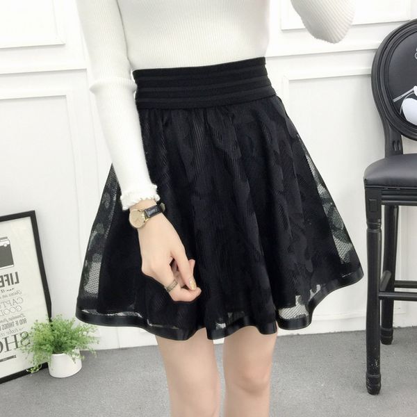 

skirts flared stretchy a-line women's versatile skirt casual skirt 230322, Black