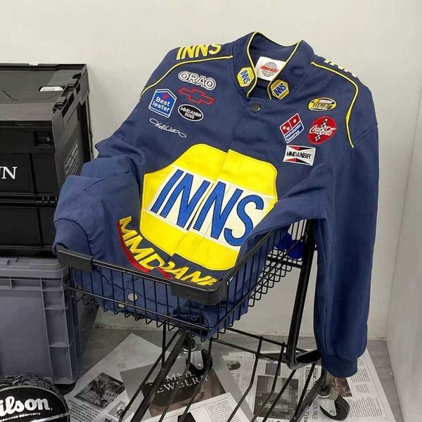 

men's t-shirts racing coat men's patch embroidered letters baseball suit fashion stand collar motorcycle jacket, White;black