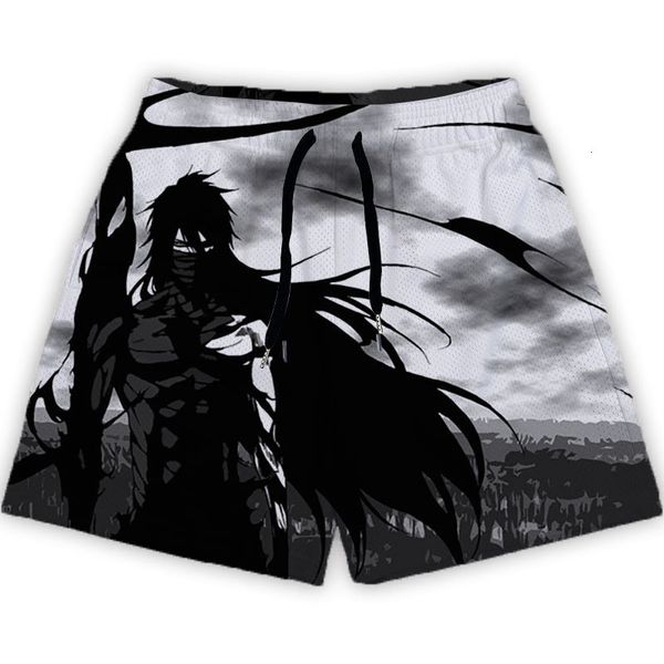 

men s shorts anime bleach fitness running men sport breathable quick drying training gym 230321, White;black