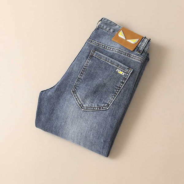 

2023 spring/summer men's jeans fashion wash long pants large small straight barrel light, Blue