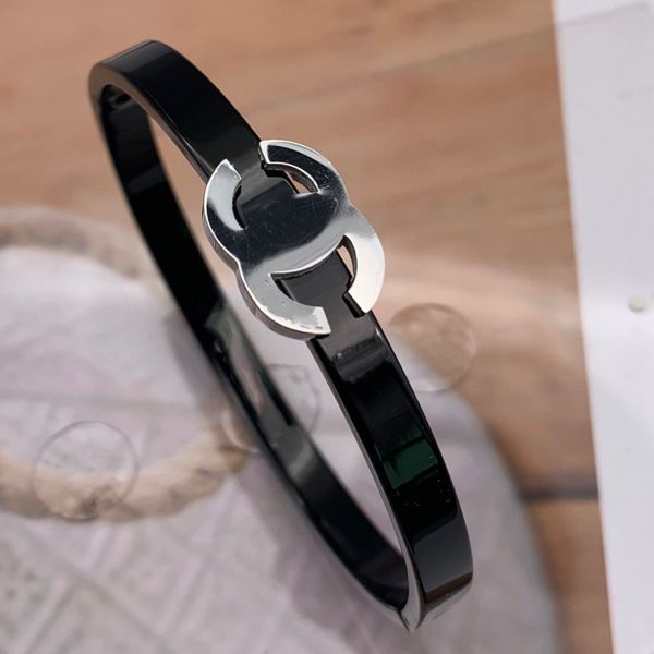 

black color women designer fashion bangles luxury letter couple bracelets without box