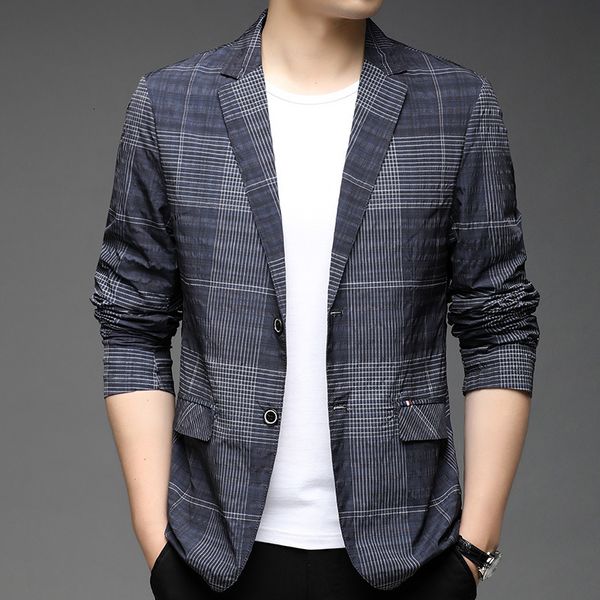 

men's suits blazers spring and autumn double pocket two-button suit men's korean-style trendy plaid printed suit business casual m, White;black