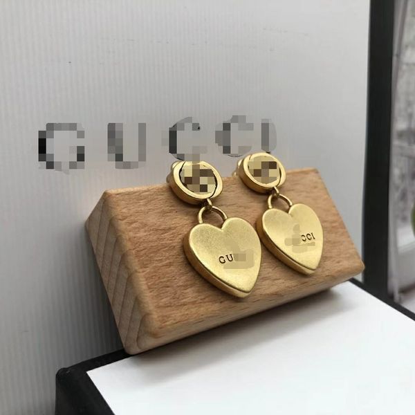 

classic style women heart studs cute size luxury letter stainless steel earrings wedding party gifts wholesale ge-0182, Golden;silver