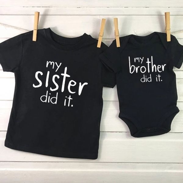 

family matching outfits sibling matching clothes my brother sister did it funny black toddler tshirts baby clothes brother sister matching t, Blue