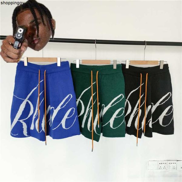 

shorts rhude loose breeches jacquard drawstring knitted, White;black