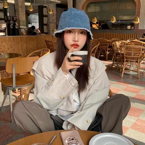 

wide brim hats solid denim washed denim bucket hats bob folding fisherman wide brim caps hip hop gorros women panama bucket cap gift aa23042, Blue;gray