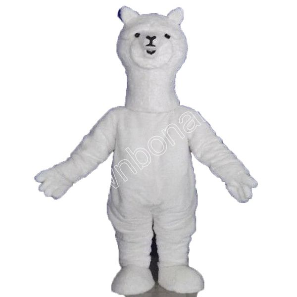 

white alpaca mascot costumes cartoon character outfit suit xmas outdoor party outfit size promotional advertising clothings, Red;yellow