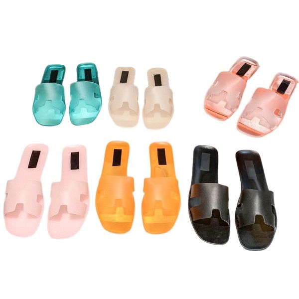 

summer women's slippers luxury designer shoes new jelly color sandals outdoor fashion platform shoes soft rubber flats sandals sandals, Black