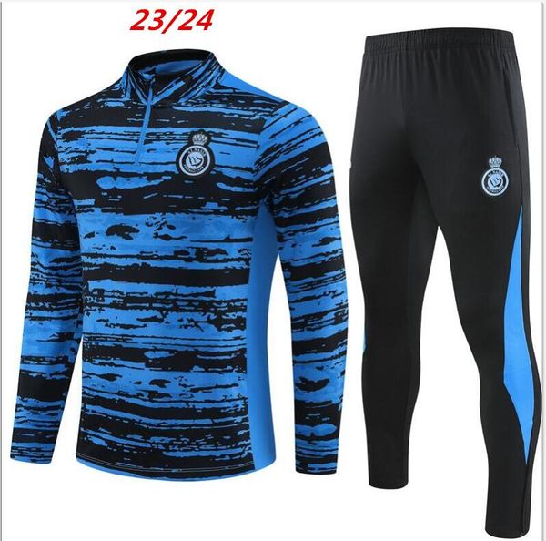 

23 24 al nassr fc soccer jersey 2023 2024 ronaldo masharipov abbard martinez long pull jacket training shirt men's and children's, Black