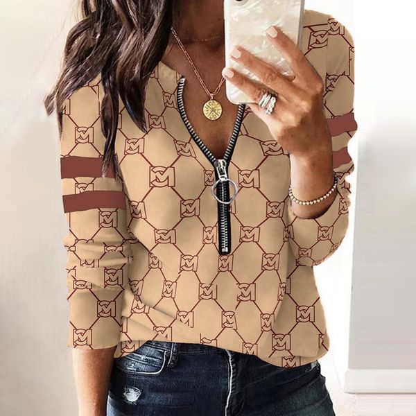 

womens clothe women's t-shirt v-neck polyester zipper long sleeve clothes woman khaki t shirt women size 2xl, White