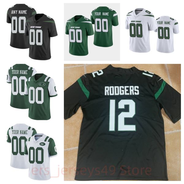 

men's football new #12 rodgers 23 robinson 11 mims 20 hall 5 white 1 gardner 17 wilson custom green black season limited stitched jerse, Black;red