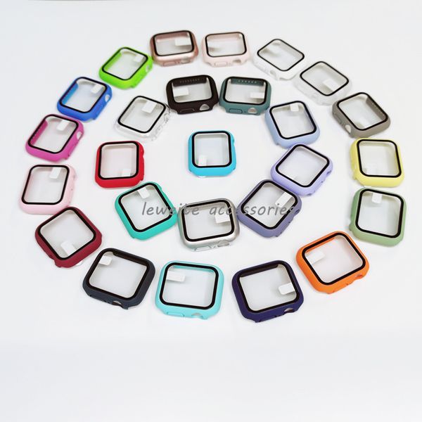 

new 31 colors for apple watch case 8 7 6 5 4 3 2 1 se 49mm 45mm 44mm 42mm 41mm 40mm 38mm hard pc built-in tempered glass screen protector fu