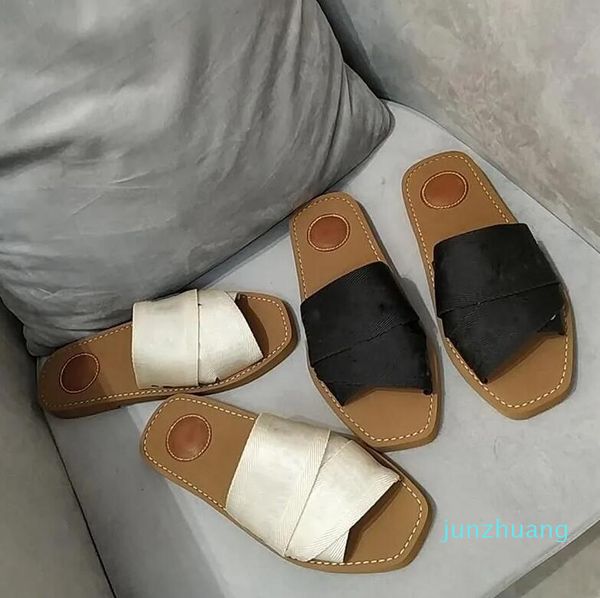 

2023 woody sandals for women mules flat slides light tan beige white black pink lace lettering fabric canvas slippers womens summer outdoor