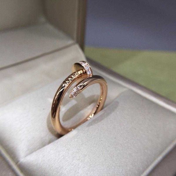 

designers jewelry carti rings women sterling silver nail ring women's design simple fashion set zircon open ring punk hip hop personali, Golden